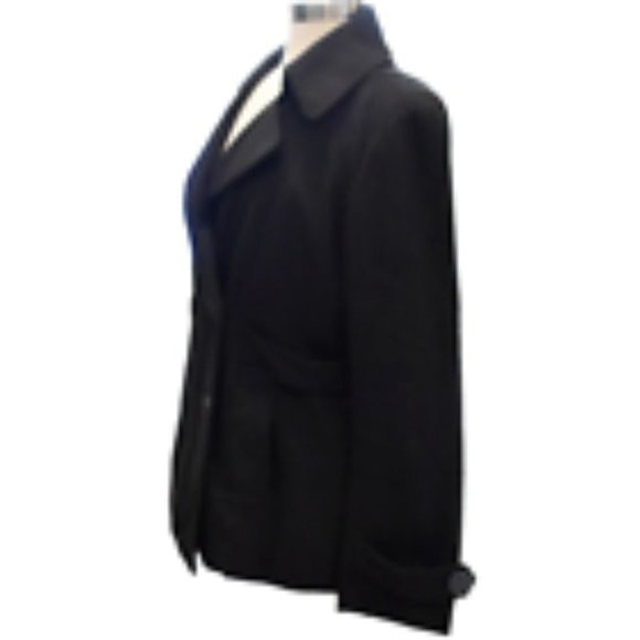 Runway Black Wool-blend Military Pea Coat Size Large - Picture 2 of 6